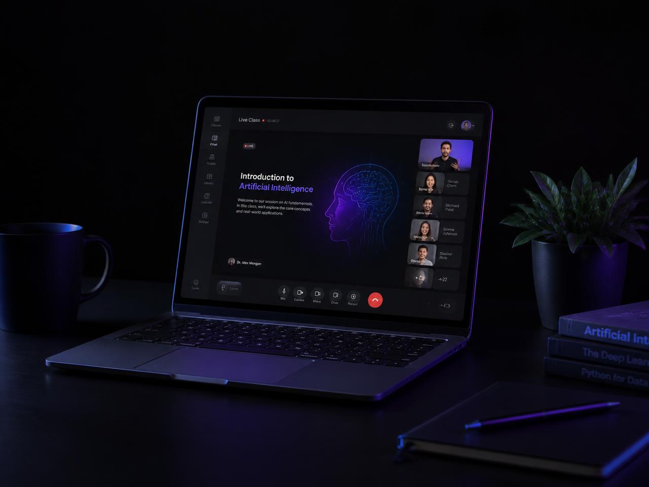 Online-Unterricht im virtuellen Klassenzimmer auf dem Laptop